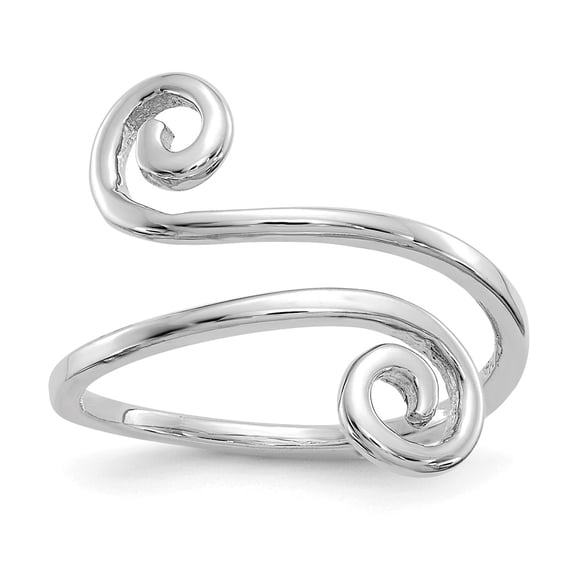 14K White Gold Ring Band Toe Swirl