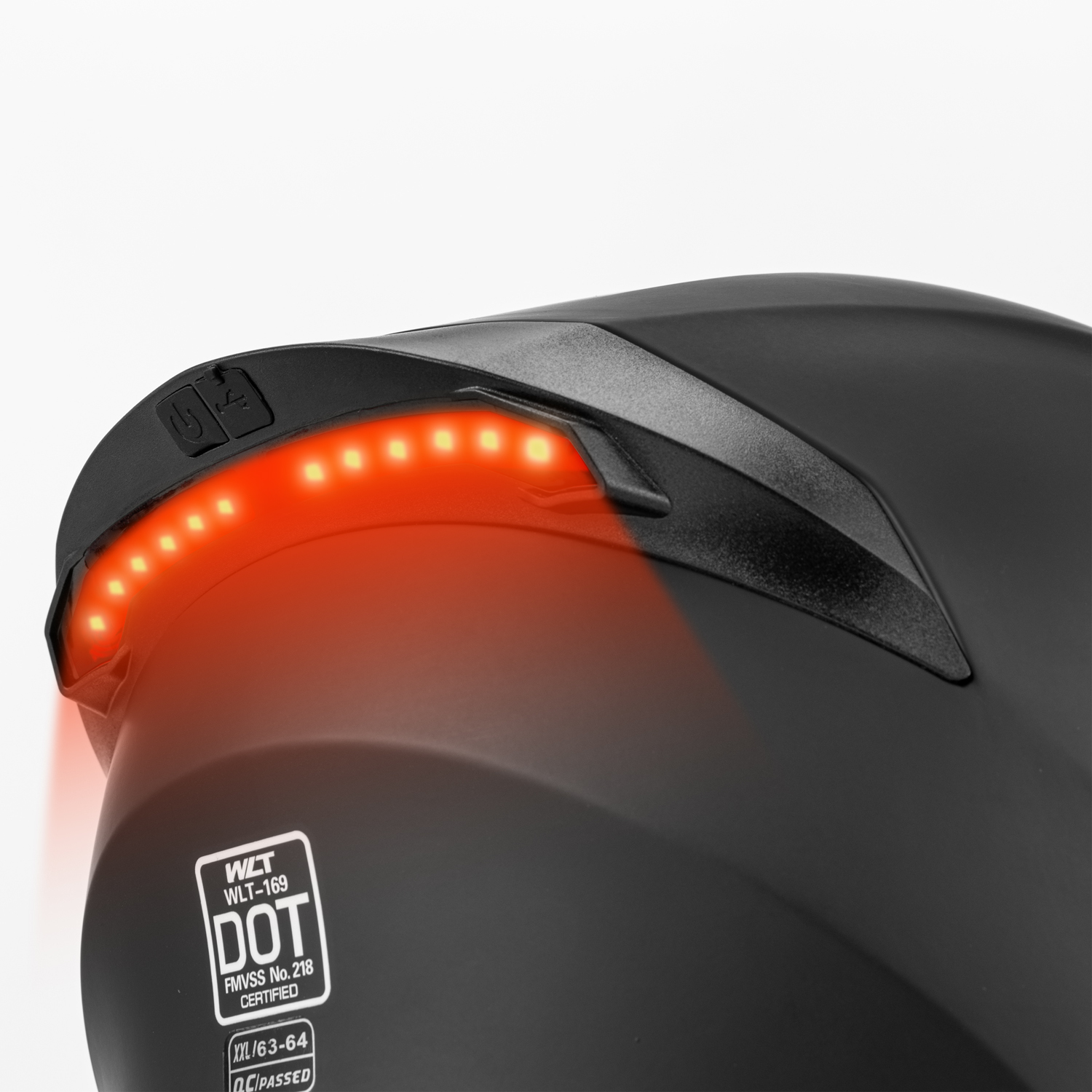Oumurs DOT New Motorcycle Bike Modular Full Face Helmet, Matt Black, with LED Tail Light, L