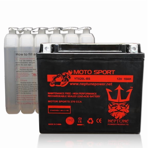 YTX20L-BS Power Sports Battery Replaces 20L-BS ETX20L CYTX20L-BS GTX20L-BS by Neptune