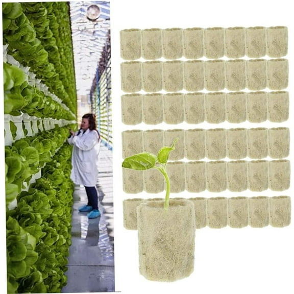 Rockwool Cubes for Hydroponics,Tutuviw 50Pcs Seed Starter Plugs,Seedling Starter Cube Sponges,Germination Grow Media for Seedlings,Plant Propagation,Clones & Soilless Cultivation(1×0.7in)