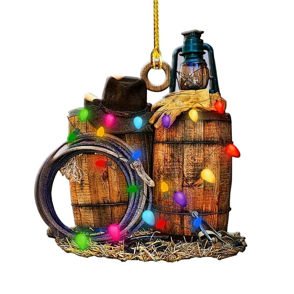 BOPORO Christmas Cowboy Holiday Decoration, Christmas Outdoor Decorations Wood Christmas Ornaments