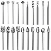 20PCS HSS Rotary Burrs for Wood Carving Burr Drill Bit Set 1/8" for Dremel Tool