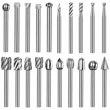 20PCS HSS Rotary Burrs for Wood Carving Burr Drill Bit Set 1/8" for Dremel Tool