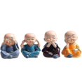 thumbnail image 1 of Four Monks Decoration- Resin Crafts Ornament, Four Little Buddha Monks Figurine Home Decoration(4pcs, Multicolor), 1 of 5
