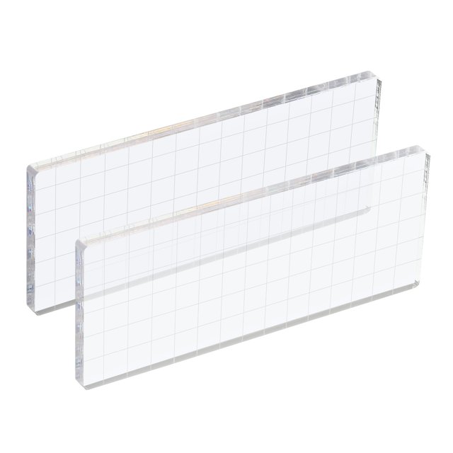 Unique Bargains 6' x 3' Acrylic Stamp Block Clear Stamping Block with Grid Lines Decorative Mounting Blocks Square, 2 Pack