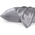 thumbnail image 1 of Funda de almohada de satén para cabello y piel Queen - Juego de 2 fundas de almohada de seda gris oscuro de 20" x 30" - Juego de 2 fundas de almohada de satén con cierre de sobre (gris oscuro)., 1 of 5