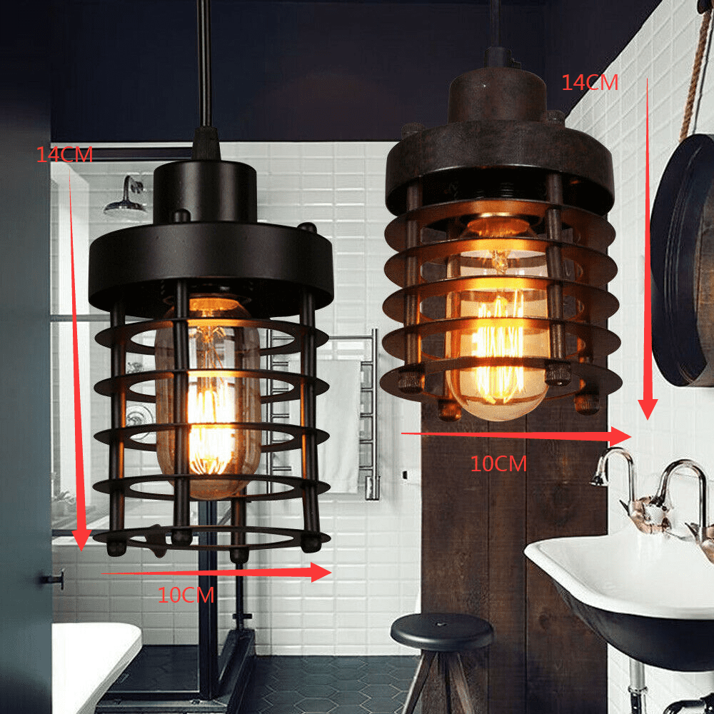 Miumaeov Retro Chandelier Ceiling Light Metal Cage Lampshade Pendant Fixture for Kitchen Bar Hallway Balcony