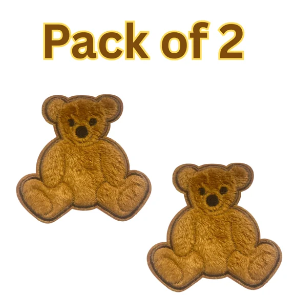 Eleganceinlife Fuzzy Applique Bear Patch, Soft Brown & Beige Teddy Design, 6.5 x 6.5 inch, Poly Rayon Fabric, Pack of 2