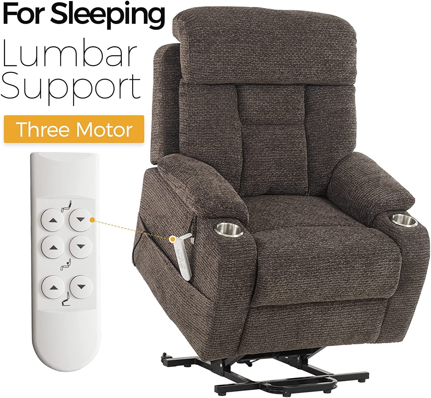 9181 Sleeping Lay Flat Three Motor Power Lift Recliner Chairs for ...