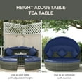 thumbnail image 5 of GVN Outdoor Daybed Set, Outdoor Bed Loveseat Set,4 Piece Round Rattan Daybed Furniture Set, Canopy, Outdoor Sofa, 2 Chairs, Pillows, Blue, 5 of 10