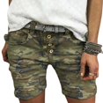 thumbnail image 6 of Yinreli High Waist Camouflage Print Women Shorts All-matched Stretchy Buttons Denim Shorts Streetwear, 6 of 7