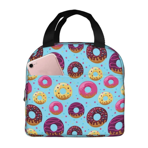 Easygdp Donuts Bolsa Térmica Premium - Tela Oxford Impermeable, Gran Capacidad, Bolsillo Frontal, Unisex para Trabajo, Escuela, Actividades al Aire Libre y Picnics