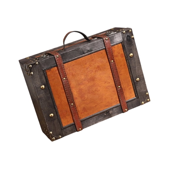 Wood Materials Storage Box Portable Household Carrying Trunk with Handle