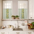 thumbnail image 3 of 3 Piece Kitchen Curtains and Valances Set Sage Green Stripes Cafe Curtains 36 Inch Length Summer Spring Botanical Lemon Leaves Valance & Tier Curtain for Living Room Bedroom Window 54"x18"+27"x36"*2, 3 of 6