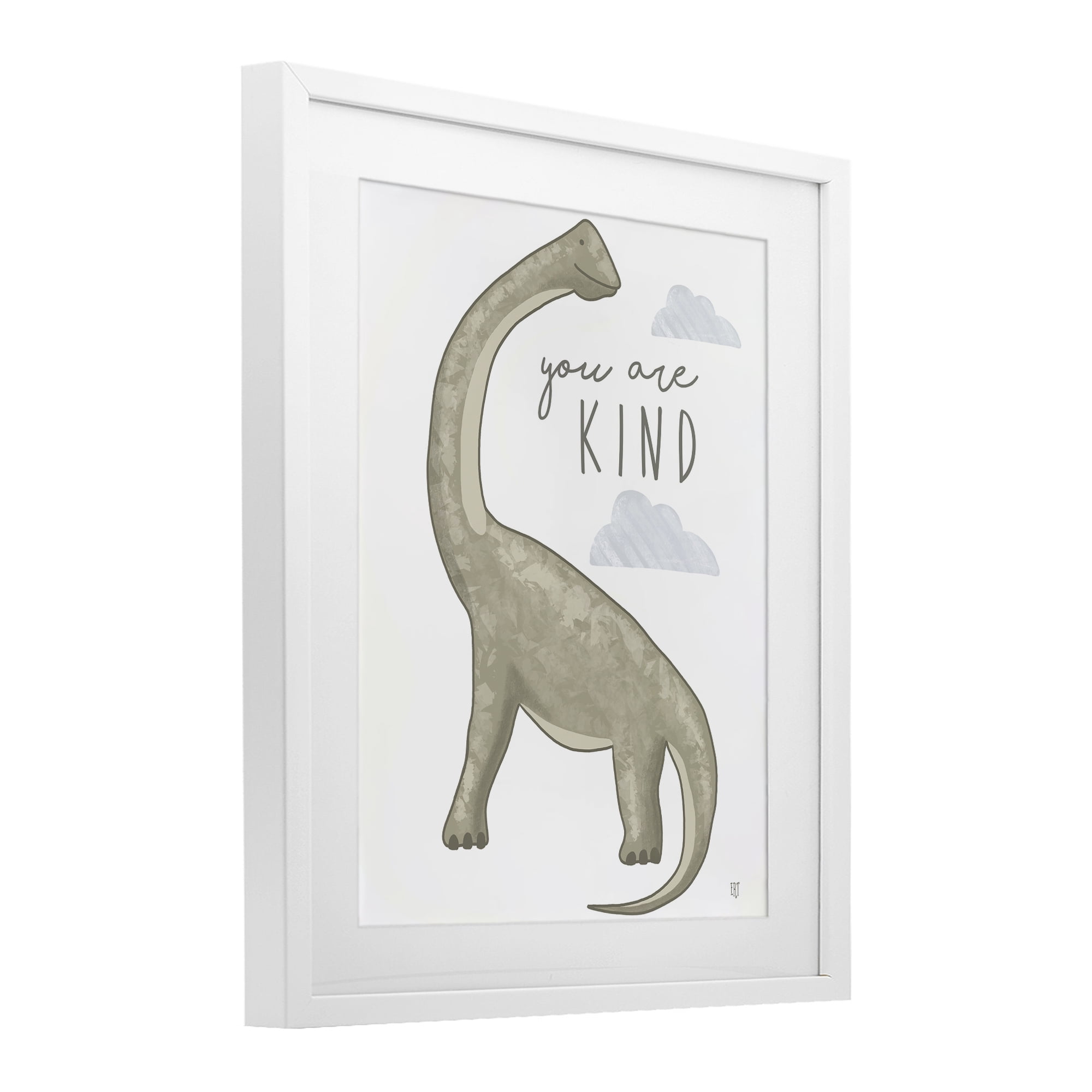 Stupell Industries You Are Kind Dinosaur White Framed Print Under Glass, design by Elizabeth Tyndall