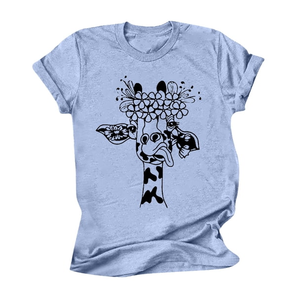 Blusa informal de manga corta con estampado de cuello redondo para mujer Pompotops hfajkhk127532