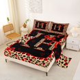 thumbnail image 2 of Manfei Leopard Print Personalized Initial H Full Size Sheets 4-Piece for Girls,Vintage Red Bow Bed Sheets for Women Teens,Microfiber Bedroom Decor, 2 of 5