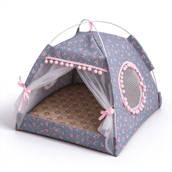 Portable Pet Tent Bed for Cats and Small Dogs, Foldable Cozy Hideaway Shelter with Breathable Mesh, Washable Indoor Outdoor Travel House