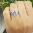 thumbnail image 7 of Dazzlingrock Collection 14K Round Tanzanite & White Diamond Ladies 3 Stone Bridal Engagement Ring Set, White Gold, Size 8.5, 7 of 7