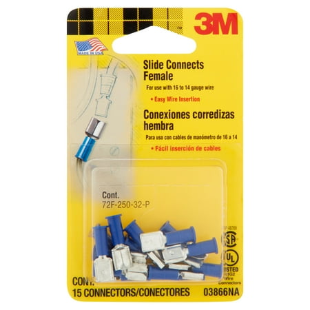 3M Slide Connects Quick Connect Female Connectors, 0.75" x 2.88" x 4.75", 15 Count
