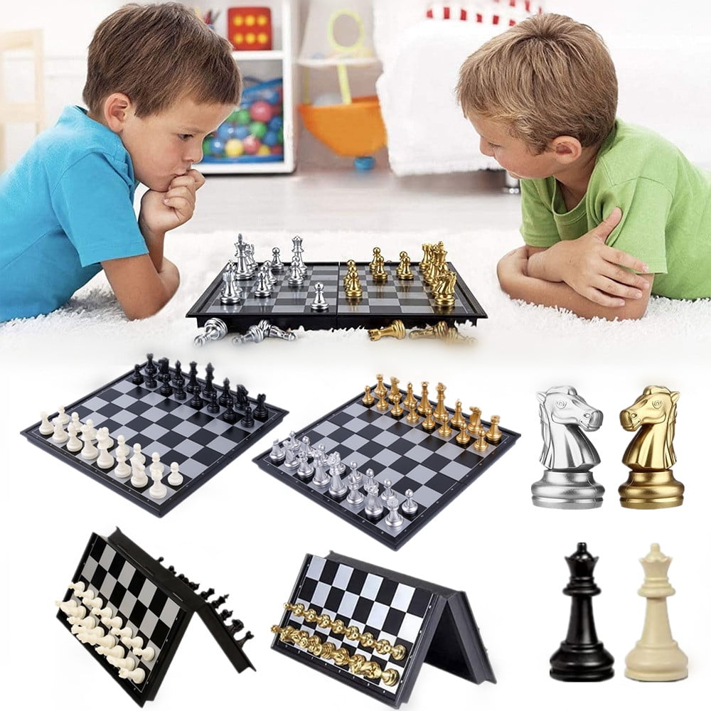 Classic Folding Chessboard 9.8" Portable Travel Chess Set with Magnetic 