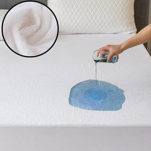 Terry King Size 100% Waterproof Mattress Protector - Absorbent, Noiseless, and Fitted for 18'' Deep Pockets, Terry Cloth Cover, Machine Washable for High Protection