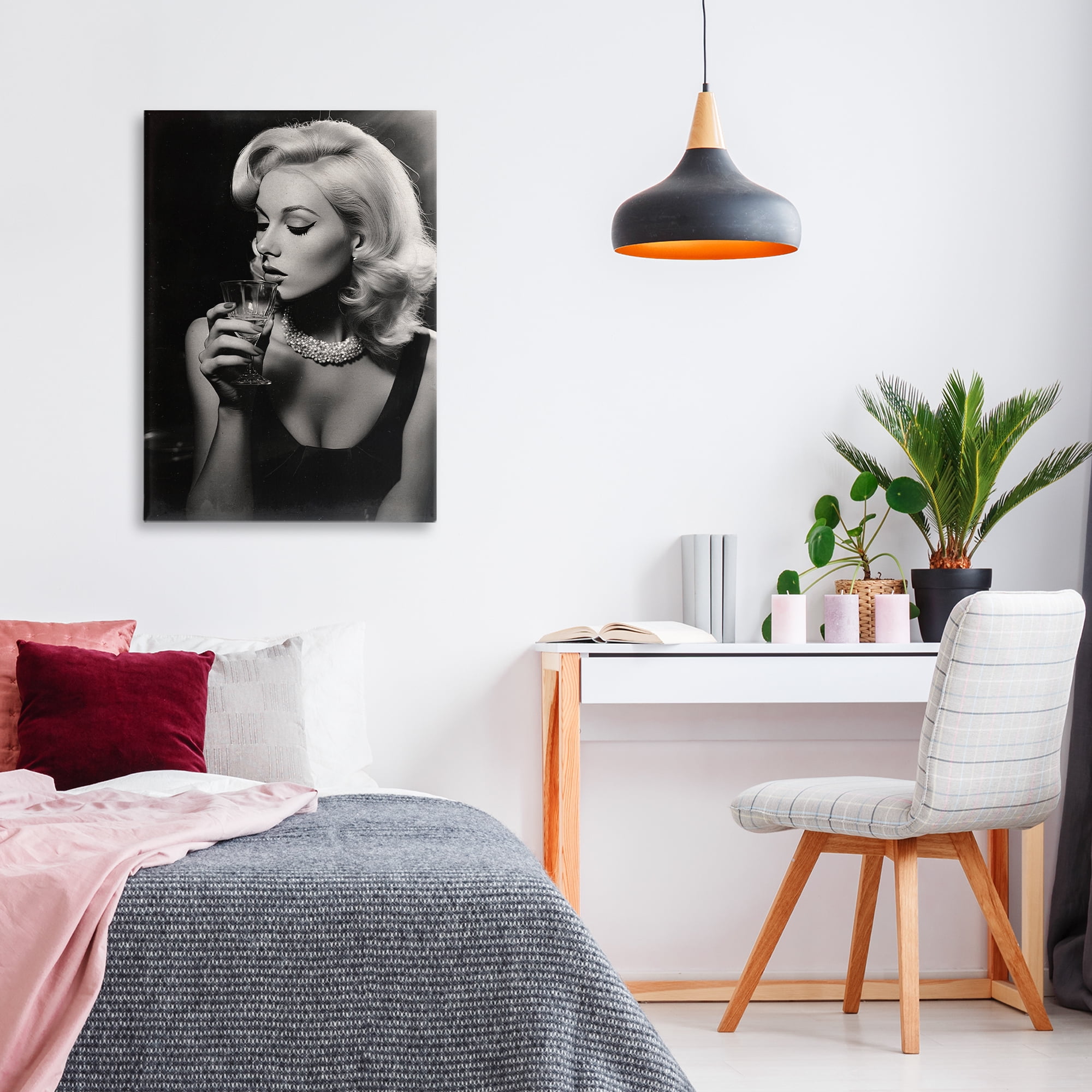 Classic Woman & Martini Canvas Wall Art, design by Decent Exposures
