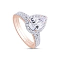 thumbnail image 2 of AFFY 2CT Pear & Round Moissanite Diamond Halo Bridal Rings Set for Women 14K Rose Gold over Silver-12, 2 of 6