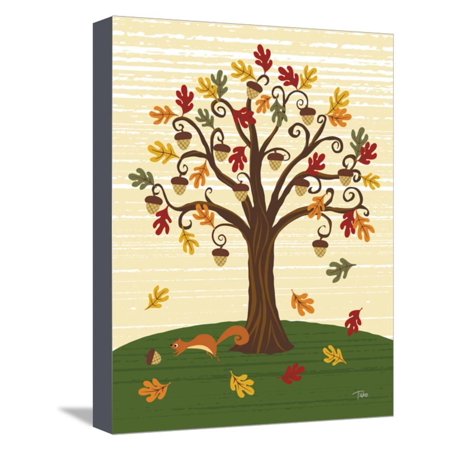 Grand Tree & Squirrel Stretched Canvas Print Wall Art By Teresa Woo