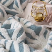 LOMAO Sherpa Fleece Blanket Soft Plush Throw Blanket Dual Sided Cozy Blankets for Bed Couch Sofa(Light Blue,51x63)