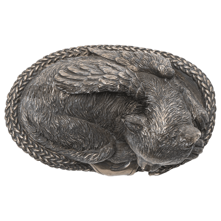 Pet Memorial Angel Cat Sleeping Cremation Urn Bronze Finish Bottom Load 30  Cubic Inch 