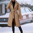 thumbnail image 6 of Classy Wool Blend Trench Coats Ladies with Belt Double Breasted Long Sleeve Notched Lapel Collar Warm Overcoat (X-Large, Khaki), 6 of 6