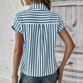 thumbnail image 4 of iHengLiXing Plus Size Spring Tops for Women 2025 Dressy Casual Women's Casual Printed Button Short Sleeve-Neck Blue S, 4 of 7