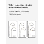 KBEAR Chord 6N Graphene+4N OFC Silver-plated Mixedly Braided Upgrade Cable With MMCX/2Pin Connector Earphone Wire Accessory
