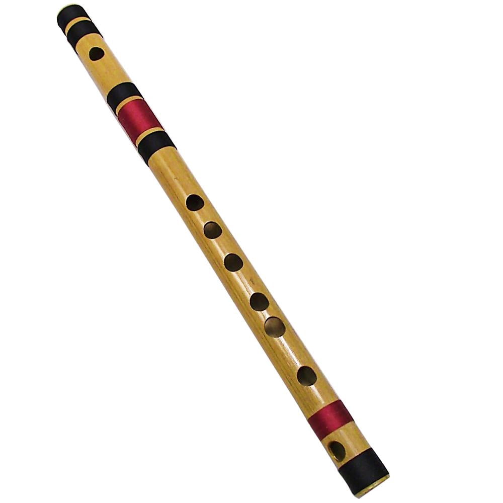 Zaza Percussion- Professional Scale F Middle 14'' Inches Polished Bamboo Bansuri Flute (Indian Flute) With Carry Bag