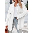 thumbnail image 6 of Asyoly Womens Fuzzy Fleece Jacket Long Sleeve Button Down Solid Color Lapel Oversized Keep Warm Coat Outerwear, 6 of 8