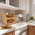 thumbnail image 6 of Extra Large Bread Box, Double Layer Bread Box for Homemade Bread, Bamboo Wooden Bread Storage Container with Tool Holder & Handles & Window, Assembly Required(14.9" x 11" x 15.3") Natural, 6 of 7
