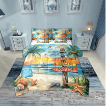 Erosebridal Starfish Seashell Bedding Sets Twin Size,Summer Beach Comforter Sets with Sheets,Teenager Bedroom Decor,Reversible,Breathable,7pcs