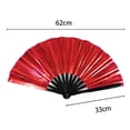 thumbnail image 5 of Soumake Folding Fan 13 Ribs Burr Free Brilliant Color Birthday Gift Transparent 13 Inch Large Shining Rave Hand Fan Performance Prop, 5 of 7