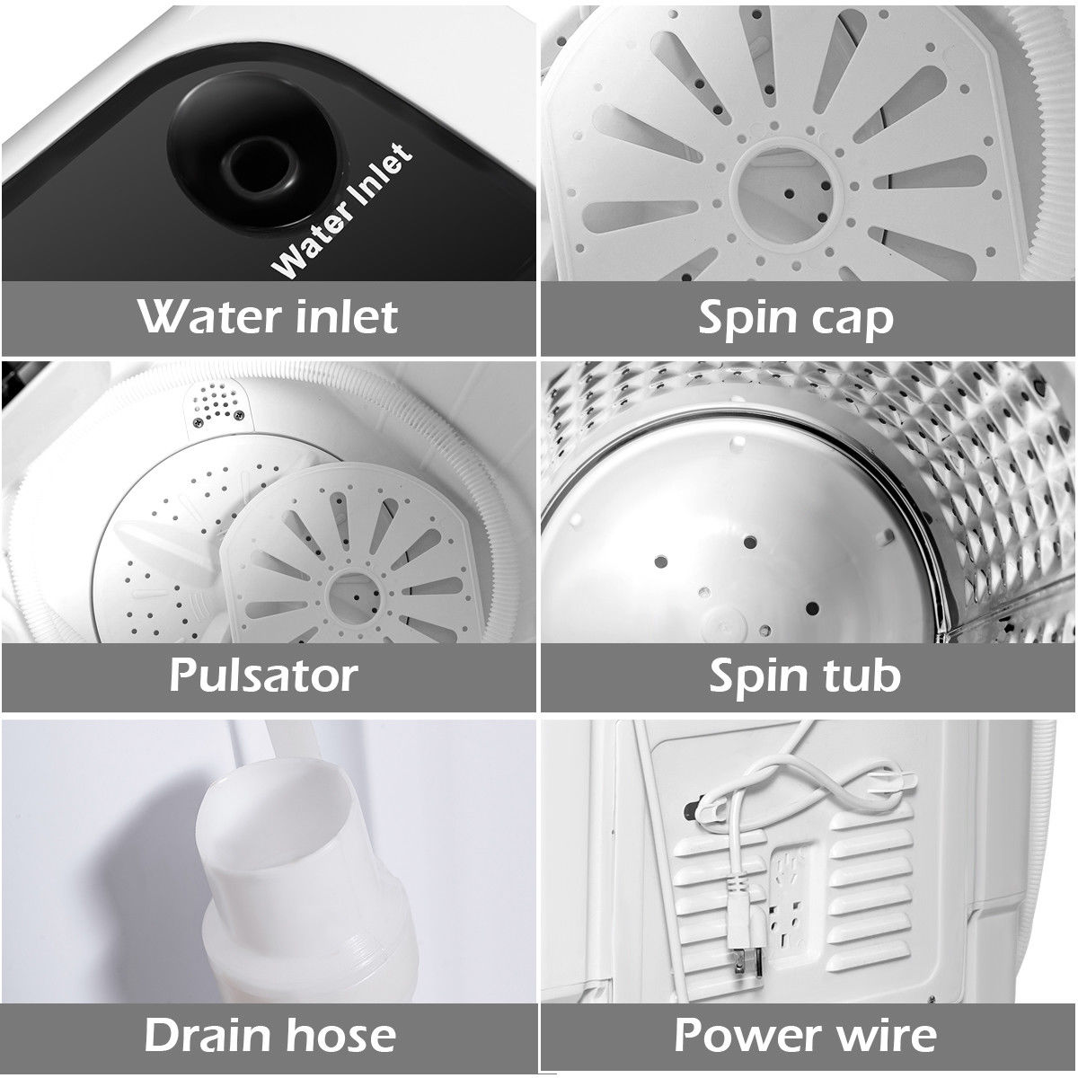 Gymax Compact Mini Twin Tub 8lbs Washing Machine Washer Spinner - image 4 of 10