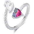 thumbnail image 1 of ORUYROP Silver Initial Rings Cubic Zirconia Heart Rings for Women Adjustable Letter Rings Birthday Jewelry Gift for Mom Girlfriend Christmas, 1 of 7