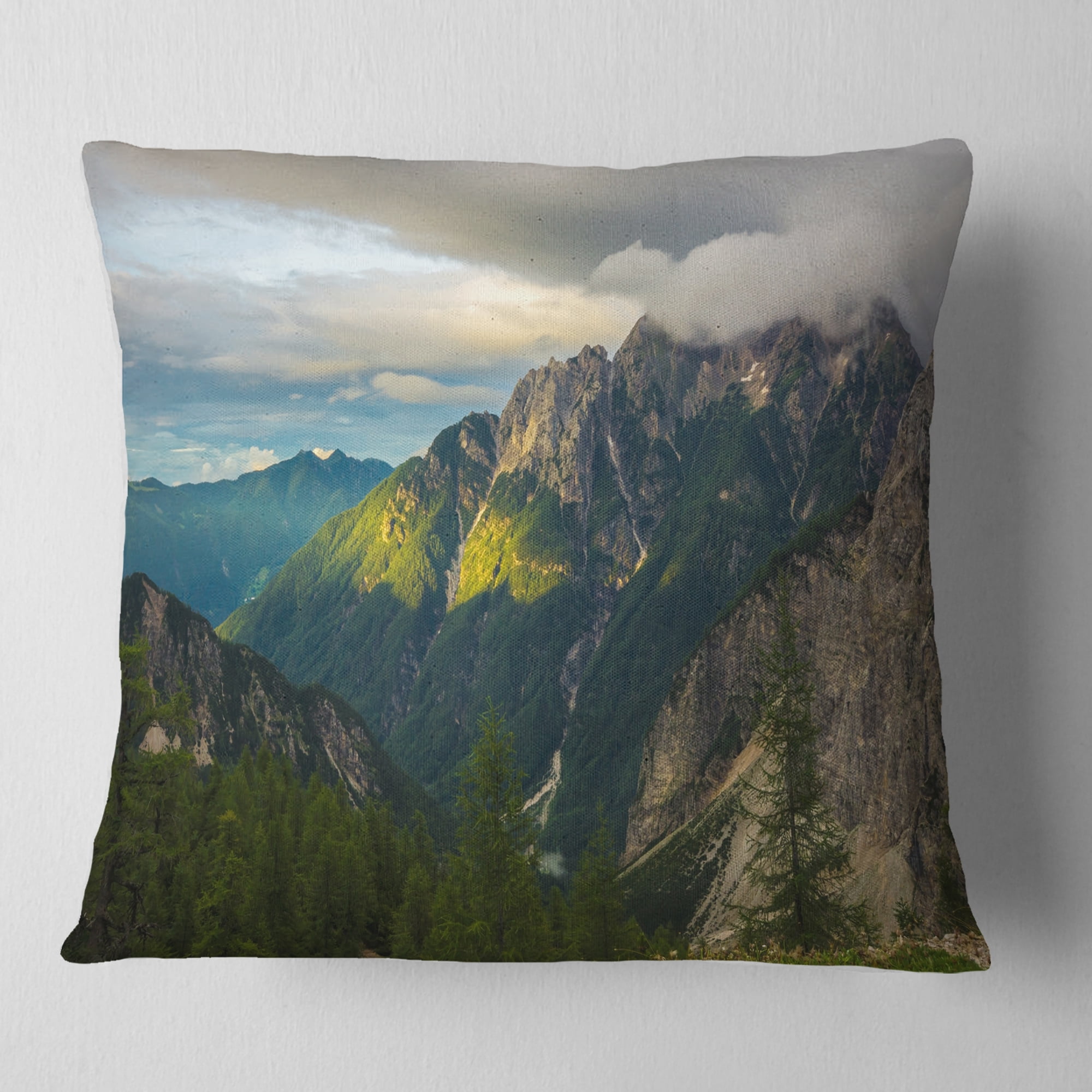 Designart Sunrise with Yellow Reflection - Landscape Photo Throw Pillow - 18x18