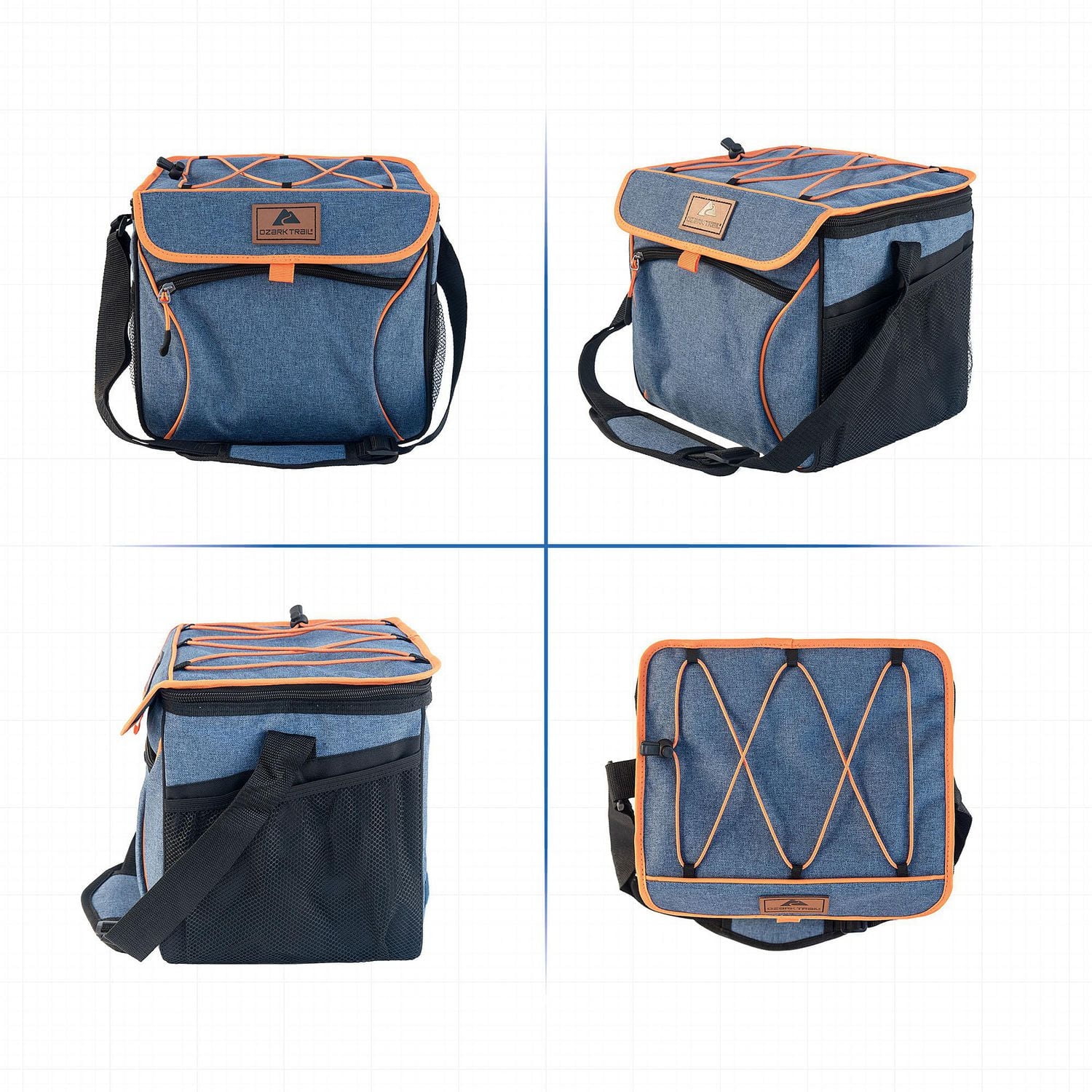 Glacière pliable Ozark Trail 24 canettes avec doublure rigide, couleur bleue, capacité de volume de 8,37 pintes ou unité de mesure de 24 canettes.