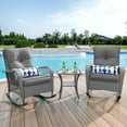 thumbnail image 6 of UDPATIO 3 Piece Patio Set Rocking, Rattan Outdoor Rocking Patio Bistro Set with 2 Rockers and 1 Side Table with 4‘’ Thick Cushions for Backyard, Porch, Balcony, Poolside(Grey), 6 of 8