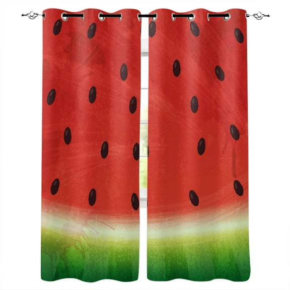Watermelon Fruit Cartoon Window Curtains Living Room Outdoor Print Decor Kids Window Treatment Valances Party