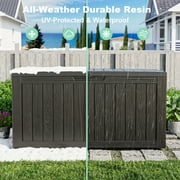 EASY UP 80 Gallon Resin Deck Box, Lockable Patio Outdoor Storage Box for Furniture, Garden Tools Storage, Waterproof Outside Storage Boxes.