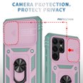 thumbnail image 2 of Galaxy S22 Ultra Case,Dteck Shockproof Rubber Slide Camera Lens Protection Hybrid PC Ring Holder Kickstand Card Slot Design Cover For Samsung Galaxy S22 Ultra 5G,Pink+Green, 2 of 9
