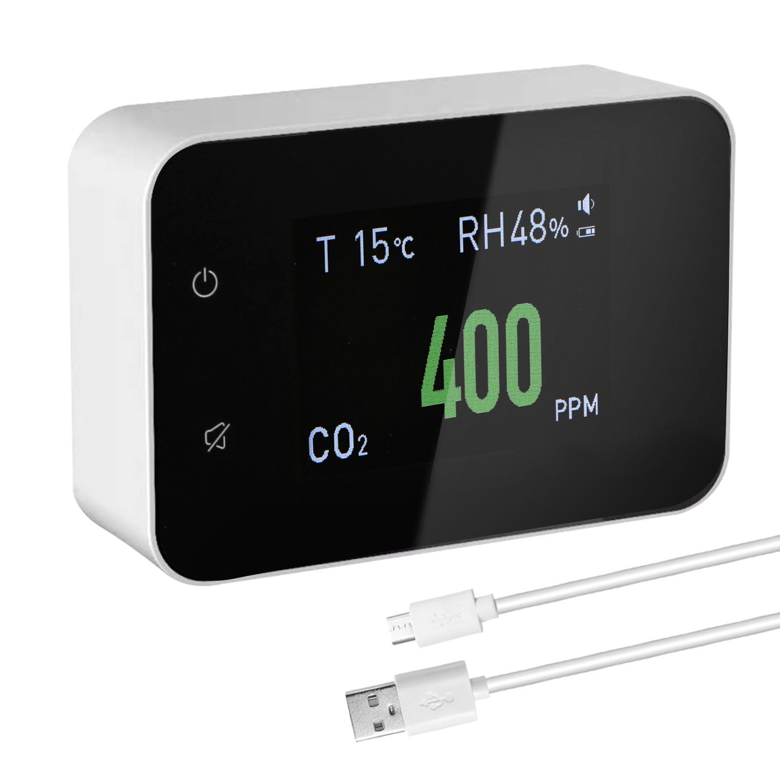 Household Air Quality Detector CO2 Tester with Carbon Dioxide Value Electricity Quantity Temperature Humidity Display