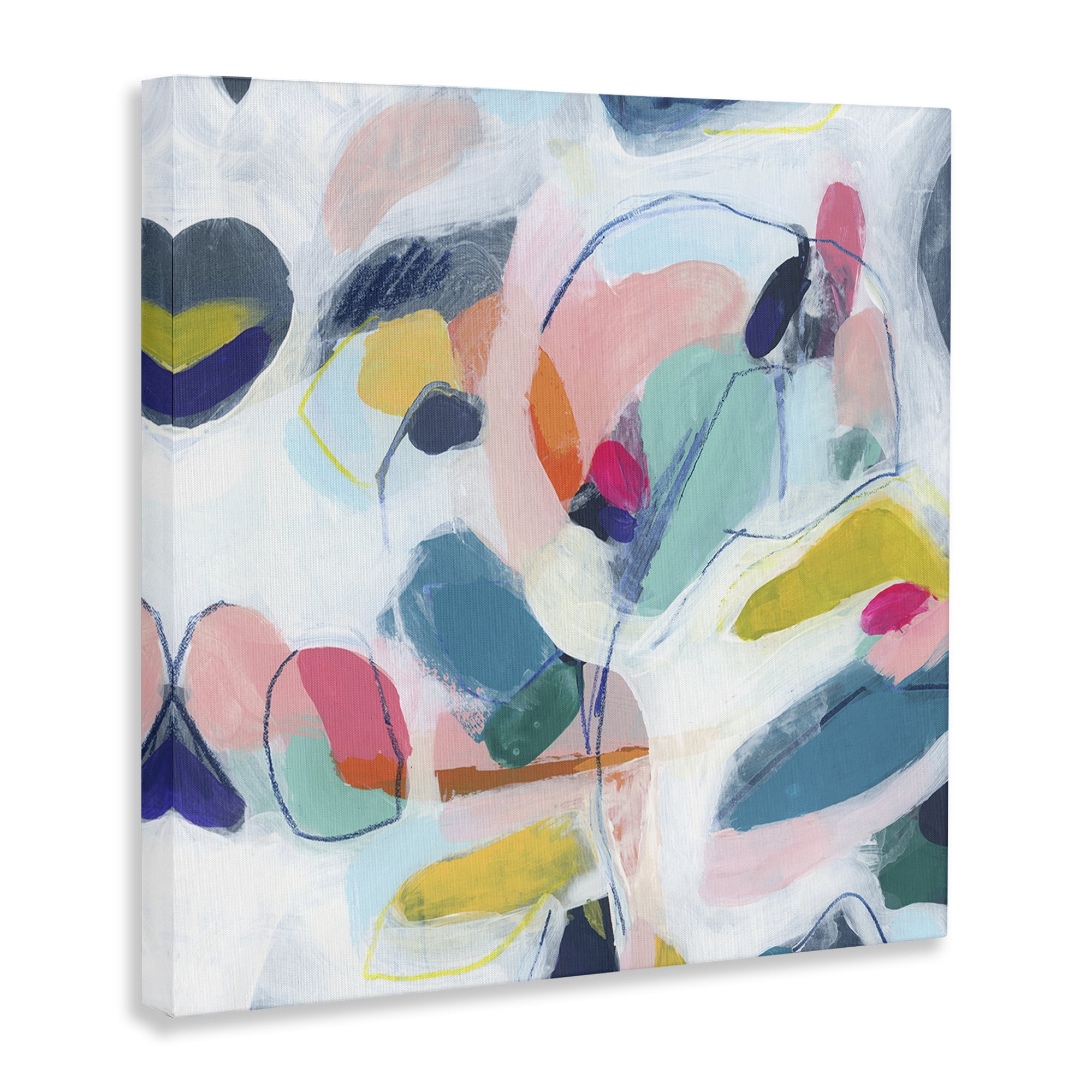Stupell Industries Fun Shapes Impression Abstract Painting Wrapped Canvas Art Print Wall Art, 30 x 30