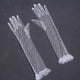 thumbnail image 2 of Guantes de boda beige cómodos transpirables elegantes de moda de una sola capa de malla de hilo guantes de malla tipo largo beige, 2 of 5